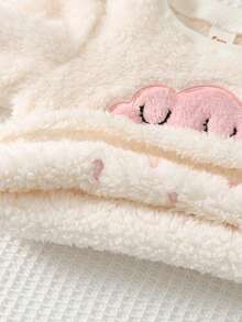 Cozy Pixies 2件套女婴爱心图案保暖加厚圆领长袖卫衣和松紧腰裤套装，保暖加厚冬季服装，适合冬季、新年穿着，柔软舒适，女婴秋冬套装，女婴保暖套装，舒适女婴套装，女婴休闲套装 - 粉色 - 查看 5