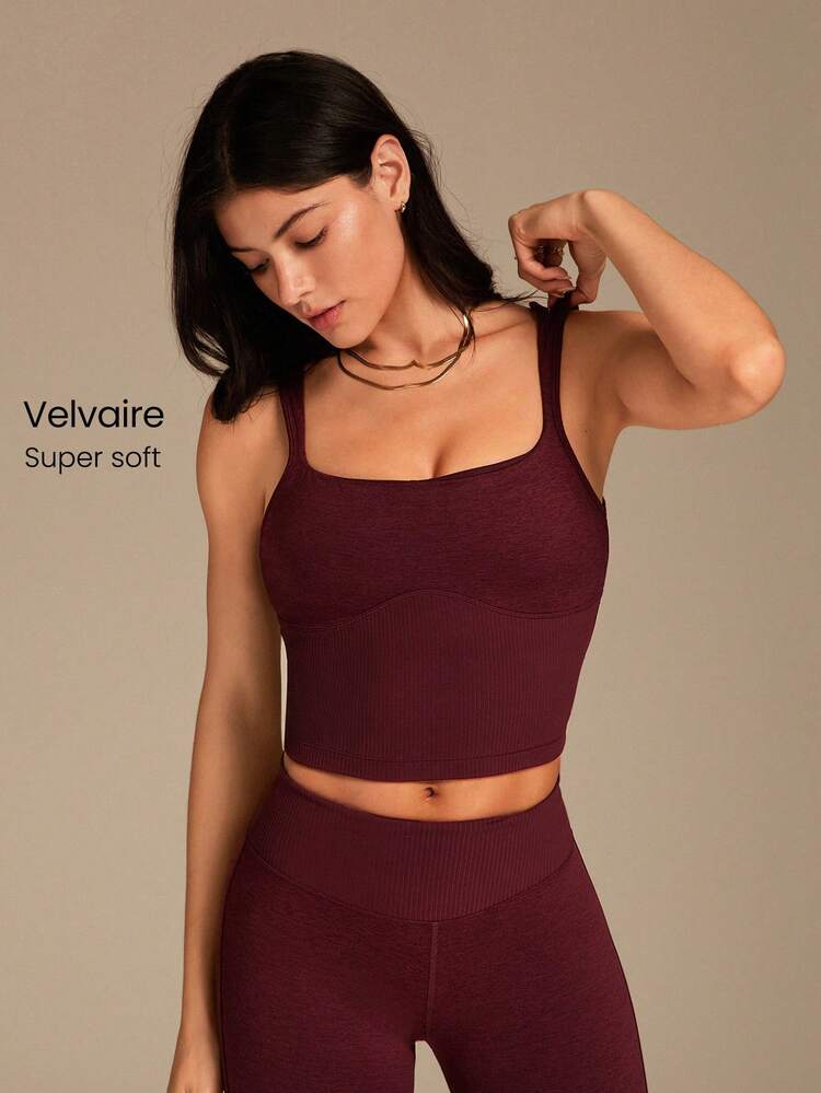 Good To Go Soft Ribbed Removable Cups Dual Texture Active Tank  Yoga Pilates Studio Daily Casual Wear Spring Summer