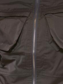 MUSERA Áo khoác dáng hộp bằng nylon có túi và dây kéo phía trước, phong cách cá tính, đường phố, dễ thương, mùa đông. - Màu xám đen - Xem 7