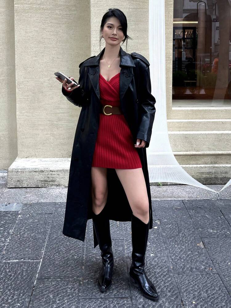 Sexy V-Neck Criss-Cross Cable Knit Sweater Dress, High Waist Fitted Bodycon Dress For Women Christmas