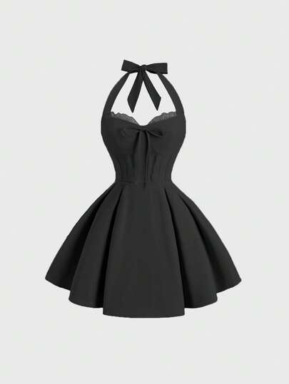 Sweetra 女士时尚优雅浪漫蕾丝边吊带迷你连衣裙