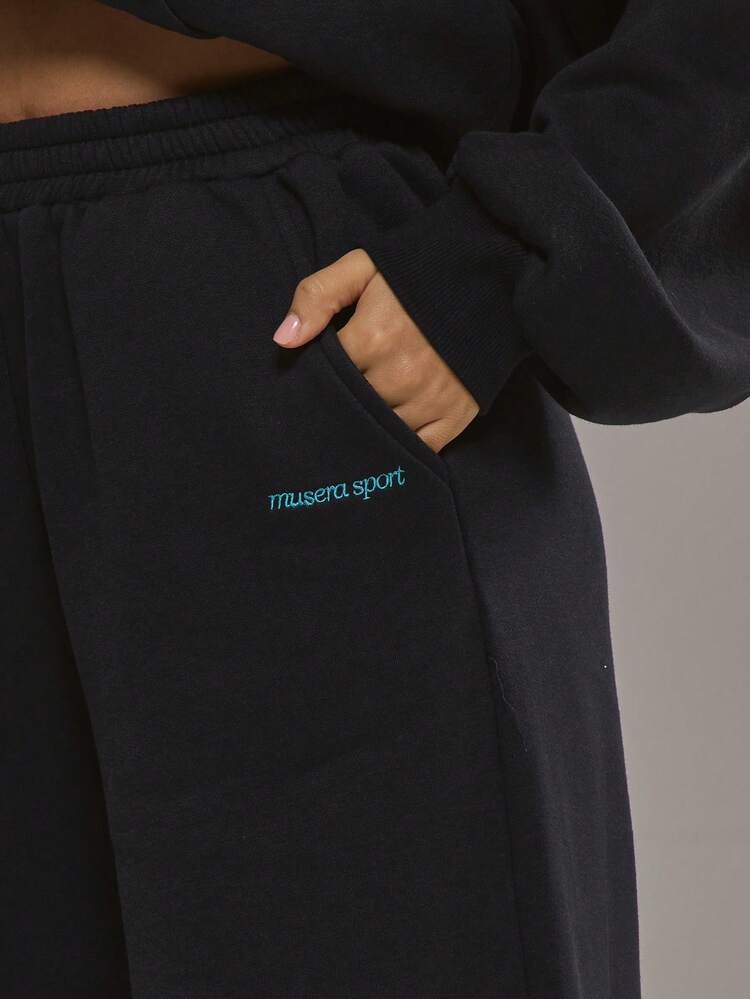 Musera Sport 超大款阔腿慢跑裤/运动裤/休闲裤/板式运动服/健身房运动裤 - 藏蓝色 - 查看 3