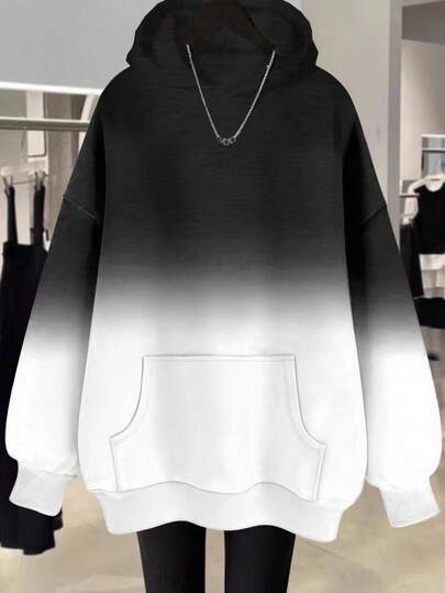 EMERY ROSE Popular Ombre Regular Fit Plus Size Women Casual Sweatshirt