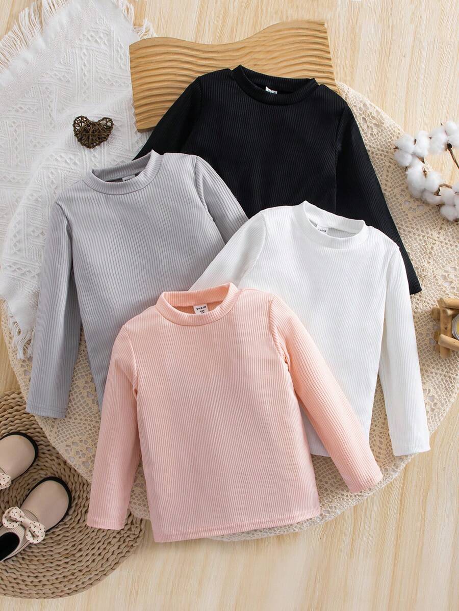 针织舒适简约时尚甜美可爱多件套组合，女童打底衫