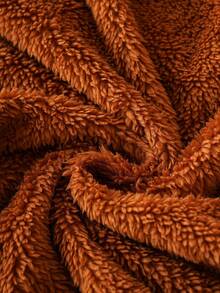 SCOOBY-DOO X SHEIN 2件套青少年男童可爱卡通狗刺绣3D耳朵连帽衫和裤子珊瑚绒舒适套装，秋冬季 - 棕色 - 查看 6