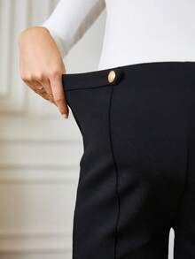 SHEIN 孕妇纽扣设计紧身休闲裤