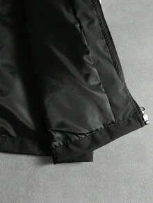 PAVTROS 男士休闲撞色拉链连帽长袖夹克，男士科技风街头风拉链黑白夹克 - 黑色 - 查看 12