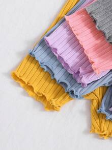 嬰兒女寶寶休閑針織實色彈性腰短褲 5件套 - 彩色 - 查看 5