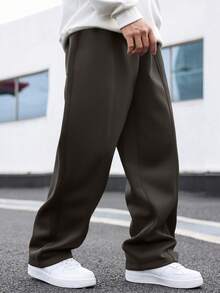 Manfinity Hypemode 大码纯色宽松休闲口袋街头风运动裤 - 綠色 - 查看 4