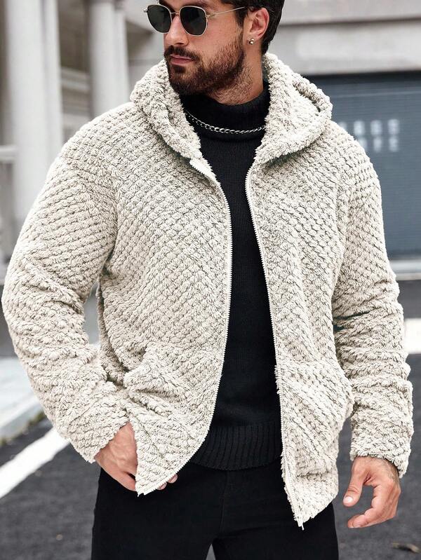 Manfinity CasualCool Men's Solid Color Minimalist Casual Long Sleeve Hooded Jacket