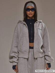 Musera Sport Boxy Fit Zip Through Hoodie Tracksuit Top Only Padel Autumn Fall Winter Activewear Sport Gym Workout Alloy