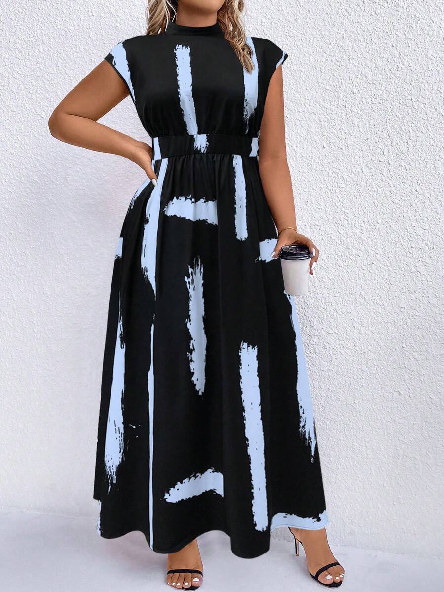 EMERY ROSE Đầm Maxi Cổ Chữ V Họa Tiết Chấm Bi Plus Cho Nữ - Nhiều màu - Xem 1