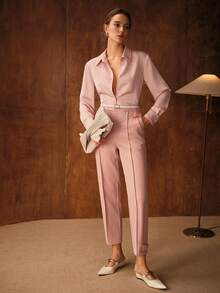 MOTF PREMIUM BLUSA REGULAR VERSÁTIL DE SATÉN PARA MUJER - Rosa Pálido - Ver 5