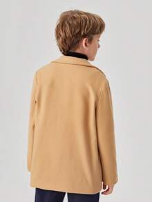 SHEIN Boys' Solid Color Casual Long Sleeve Jacket - Brown - View 6