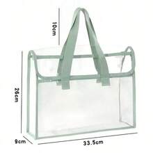 1 Buah Tas Tangan PVC Transparan Tahan Air Kapasitas Besar dengan Kantong Penyimpanan Jala yang Dapat Diperluas - Portabel untuk Perlengkapan Kantor, Dokumen Sekolah, dll. - Tersedia dalam Warna Pink, Hijau, Biru, Kuning, Tas Pengatur File | Tas Penyimpanan Modis | Tas Penyimpanan PVC, Kembali ke Sekolah, Perlengkapan Sekolah - MultiWarna - View 9