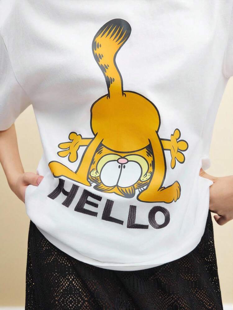 SHEIN Maija Women's Cartoon Pattern Round Neck Casual Short Sleeve T-Shirt