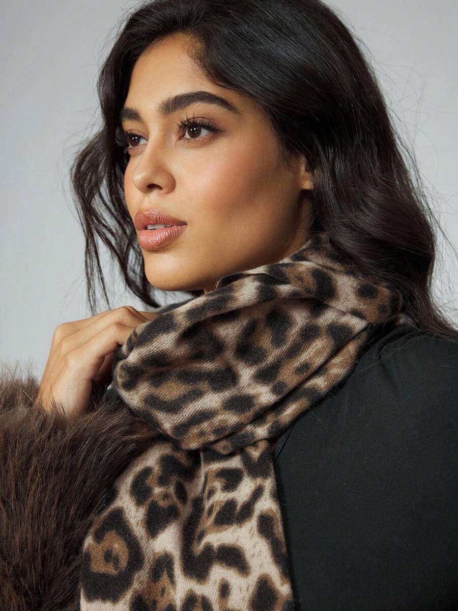 Tropiscape 1pc Boho Women's Printed Long Plush Warm Casual Fashion Scarf Shawl, Perfect For Gift And Daily Use Accessories Women Winter Scarf Gifts - Multicolor - View 1