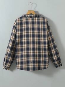Mirajuku 1 件青少年男孩休闲格子长袖衬衫，适合秋季，可单独穿着或搭配白色 T 恤、牛仔裤和休闲鞋 - 彩色 - 查看 2