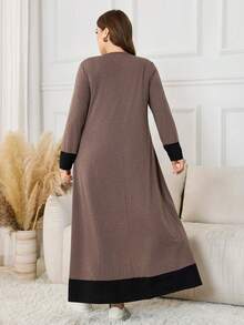 Lacomfia Váy chữ A dáng rộng màu khối cỡ lớn có nút trang trí - Nhiều màu - Xem 2