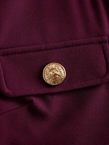 SHEIN MOD Chaqueta corta con detalles de botones en sólido para otoño/invierno - Burdeos - Ver 4