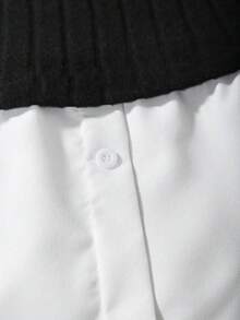 SHEIN Essnce 大码女式两件套西装、休闲西装、长袖西装、度假装女式可爱上衣、度假两件套春装 - 黑色 - 查看 3