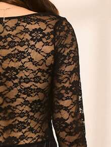 Moireta Élégante et sexy Robe de nuit en dentelle de haute qualité avec nœud papillon, convient pour le loungewear, la robe de nuit en dentelle, la lingerie de nuit, la robe de nuit sexy noire, la robe de nuit noire, hiver - Noir - Voir 7