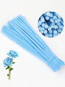 Blue And White Pipe Cleaner Flower Set, Upgraded DIY Craft Set, Suitable For Mother's Day, Graduation Ceremony, Valentine's Day And Holiday Gifts, Craft Wool Core Set, Blue And White Pipe Cleaner Flower Set