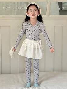 DAZY 2pcs/Set Girls Young Girl Casual Long Sleeve Top And Pants Homewear Set, Fall - Grey - View 4