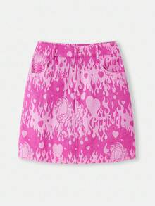 GARFIELD | SHEIN Maija Women's Summer Flame & Cat Print Mini Skirt