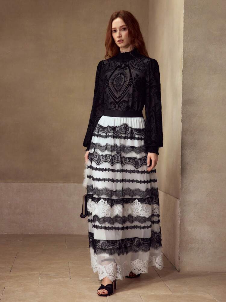 女性用エレガントなギャザーウエストカシューフラワーパターンベルベットジャカードホールアウトトップ