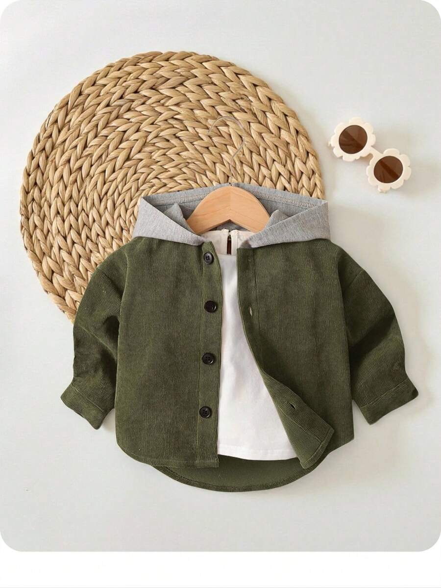 SHEIN 男婴撞色连帽长袖外套