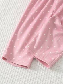 Cozy Pixies 2件套女婴爱心图案保暖加厚圆领长袖卫衣和松紧腰裤套装，保暖加厚冬季服装，适合冬季、新年穿着，柔软舒适，女婴秋冬套装，女婴保暖套装，舒适女婴套装，女婴休闲套装 - 粉色 - 查看 8