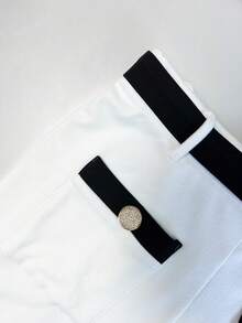 SHEIN Franclia 优雅浪漫的女士喇叭裤（含腰带） - 白色 - 查看 6