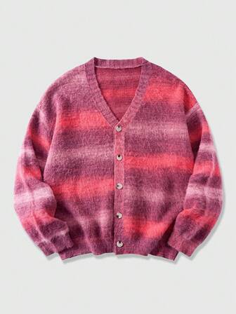 Cardigan casual da uomo con spalle a goccia e sfumatura, autunno/inverno