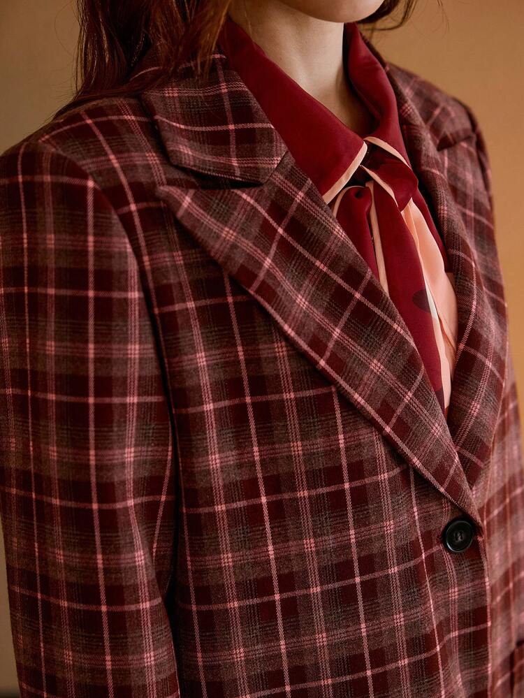 WOMEN'S ELEGANT PLAID BOXY BLAZER