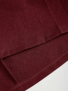 Sweetra 秋冬季优雅暖棕色百褶A字裙，修身剪裁，腰带点缀，独特设计感女裙 - 酒紅色 - 查看 3