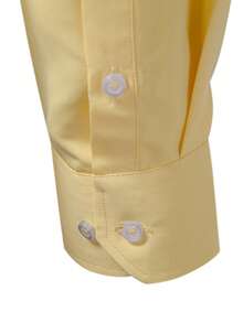 Mens Long Sleeve Formal Business Commuting Shirt Yellow Fabric Button Front Regular Fit - Yellow - View 4