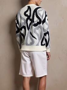 Manfinity Homme Men's Fashionable Colorblock Heart Pattern Sweater, Autumn/Winter, Long Sleeve Top - Multicolor - View 2