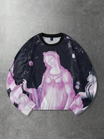 Street Life Herren Langarm T-Shirt mit Grafik-Muster, Loose Fit