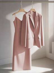 Franclia Casual Khaki Blazer Jacket Paired With Spaghetti Strap Waist Cinched Straight Dress, Women's 2 Pieces Suit Set, Versatile For Commute & Leisure, Spring/Autumn