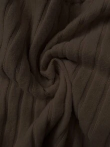 Selianne Casual Ribbed Crew Neck Long Sleeve Backless Bow Tie Blouse - Brown - View 6