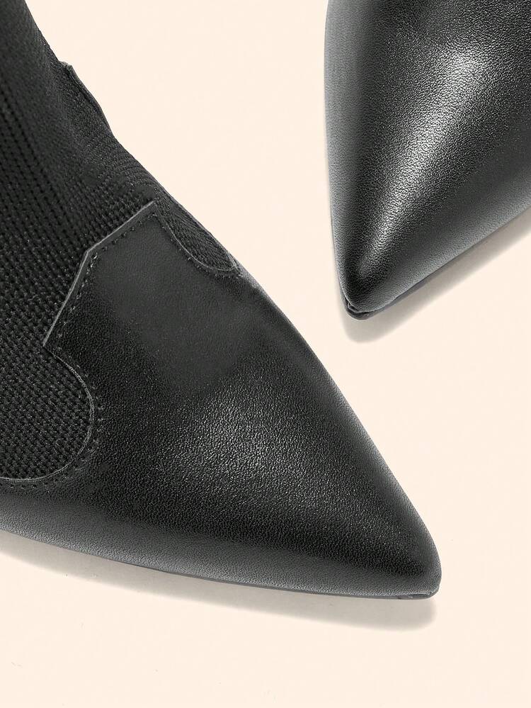 CUCCOO BASICS Women's Pointed Toe Elastic Fabric High Heel Boots, Fashionable Minimalist Design, Comfortable For Daily, Party And Banquet Wear For Christmas