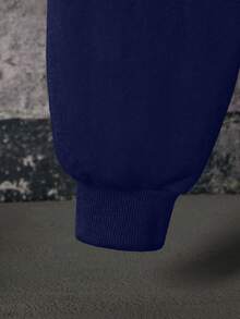 BATMAN X SHEIN 85th 2pcs/Set Young Boy Cartoon Print Casual Sports Long Sleeve Sweatshirt And Sweatpants Set Boys Lounge Set - Navy Blue - View 7