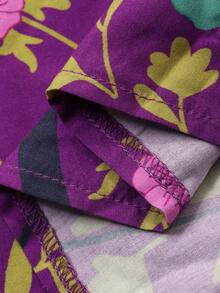 DAZY 印花V领宽松女士睡裙，冬季，宽松睡衣 - 紫色 - 查看 7