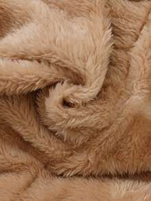 SHEIN Baby Girls' Khaki Long Sleeve Hooded Thermal Lined Jacket, Fashionable & Versatile For Autumn/Winter