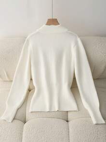 GlowEve 时尚独特设计的女士针织毛衣，适合秋冬季节穿着。 - 白色 - 查看 2