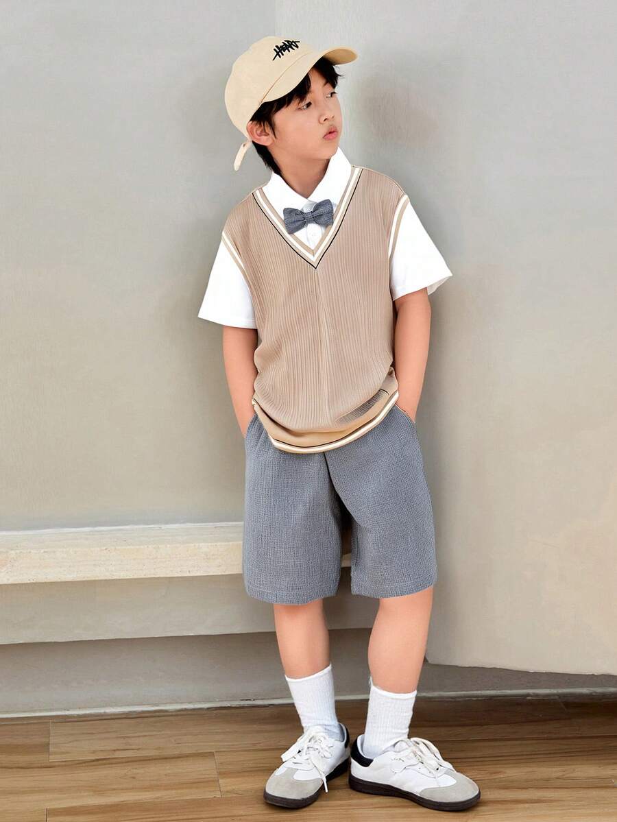 SHEIN Tween Boy Casual 2 In 1 Gentleman Suit Set - Grey - View 1