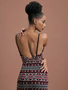 JIAN LASALA All Over Print Mesh Sexy Spaghetti Strap Sleeveless Boho Maxi Dress Women Vacation Holiday African Dress Long Dress Summer Bodycon Maxi Dress Women Cruise Dinner Dress Long Boho Dress Boho Print Dress Sundress For Women Bodycon Dress Boho Dress For Women Havana Nights Outfit Backless Maxi Dress Women Sexy Maxi Dress Elegant Ibiza Outfits Graphic Dress Long Dress Women Beach Dress Beach Wedding Guest - Multicolor - View 3