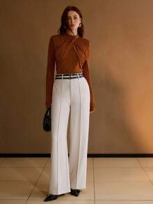 MOTF PREMIUM ÁO DÀI TAY CẠO HÌNH ĐÁ NHÂN TẠO CHỮ CHỮ THẬP, MÀU NÂU MÙA THU/ĐÔNG, THỜI TRANG & ĐA NĂNG - màu nâu - Xem 5