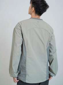 DAZY Men's Casual Crew Neck Letter Print Raglan Sleeve T-Shirt, Spring Autumn,Graphic Tee Long Sleeve Men Shirt, Fall - Grey - View 2